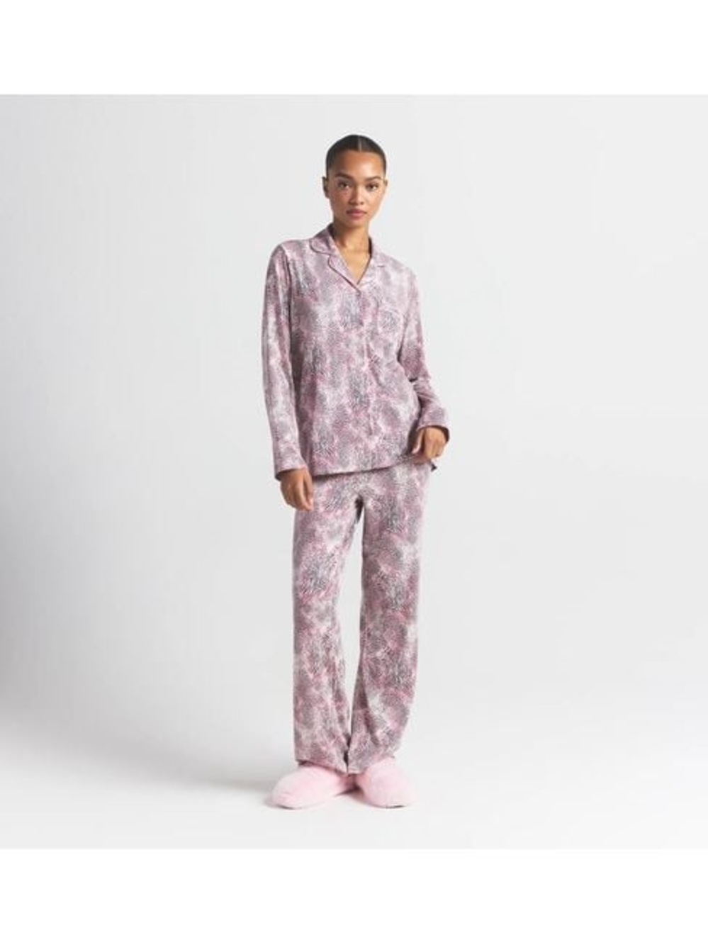 Skims Pink Sleep Long Sleeve Button Up Set
